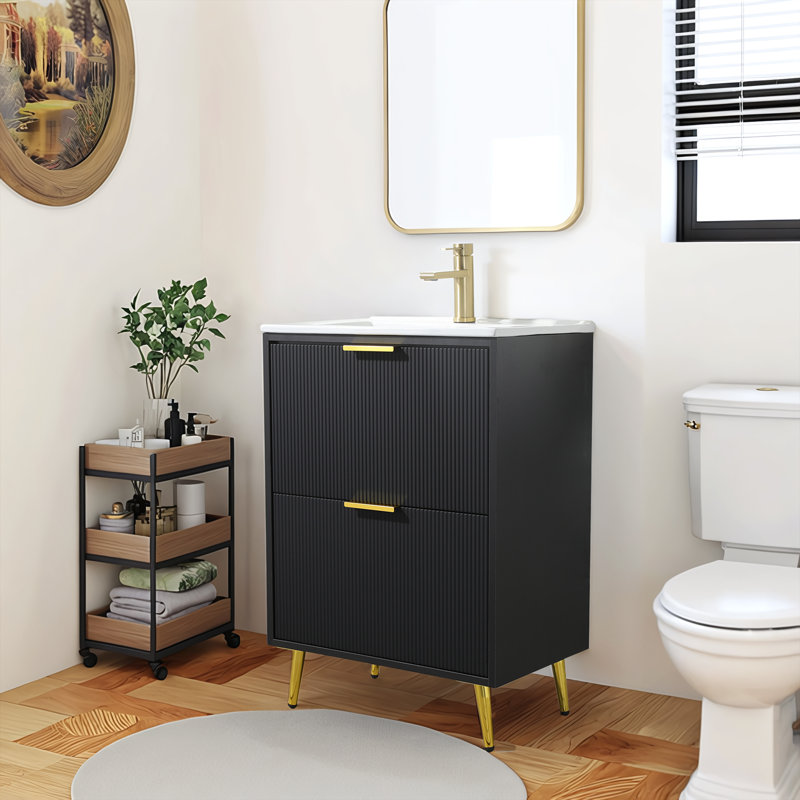 Ensemble de meuble-lavabo simple 24 po noir moderne