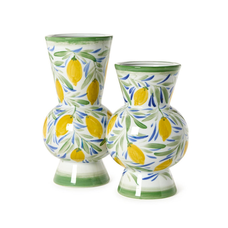 Ensemble de 2 vases en porcelaine peinte à la main Lemon Grove