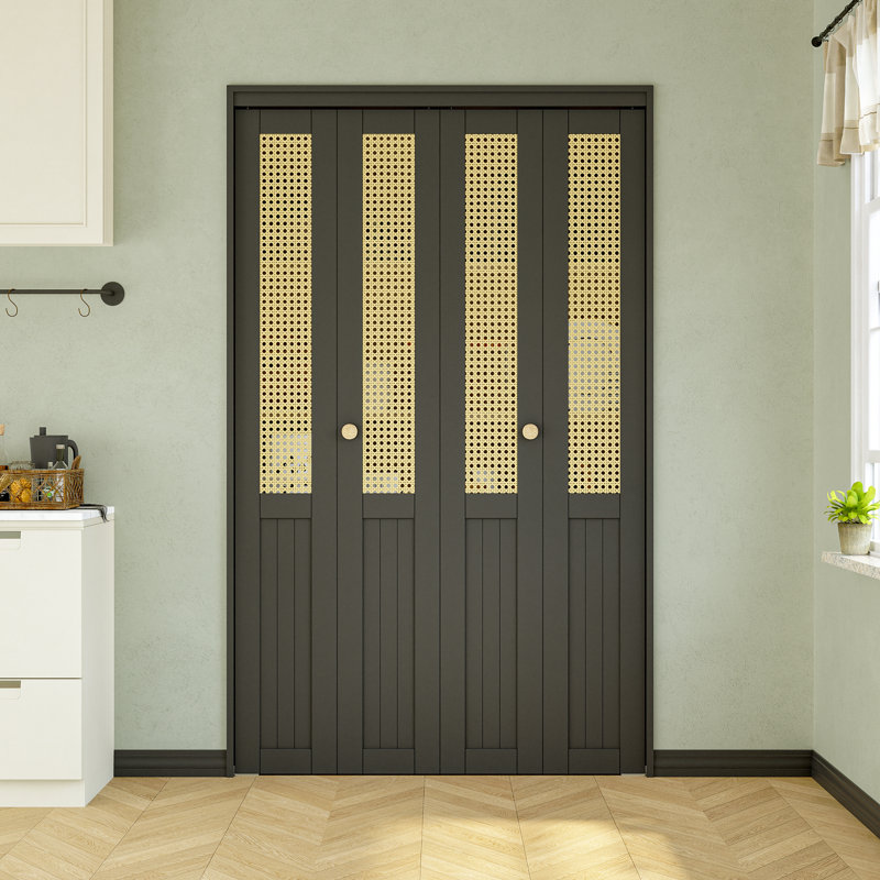 48 po x 80 po Portes de placard pliantes en bois massif tissé à la main à double pliage avec quincaillerie 48 po x 80 po