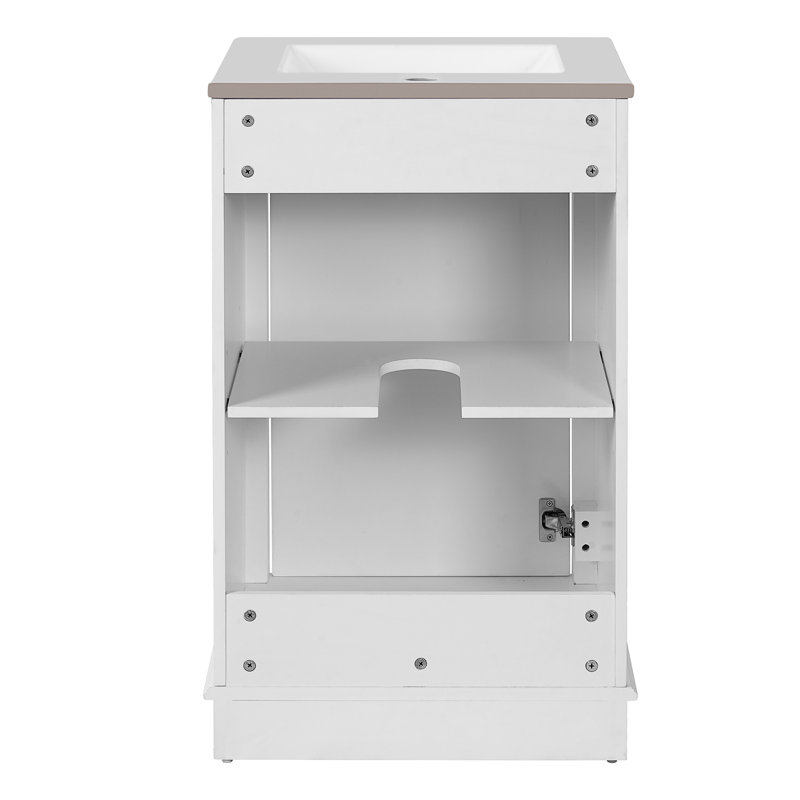 Meuble-lavabo de 20 pouces avec lavabo en céramique, Blanc