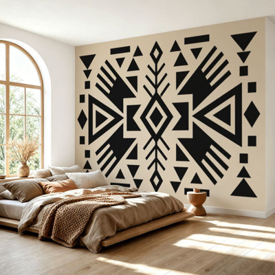 Wall Mural Peel and Stick Wallpaper Navajo tribal Native American ornament Ethnic South Western decor Self-Adhesive Removable Contact Paper Wall Decor for Living Room Bedroom 69"H x 96"W