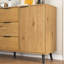 Buffet 47,2 po, cuisine avec rangement spacieux, 3 tiroirs et 2 portes, couleur bois naturel, rangement robuste et fiable