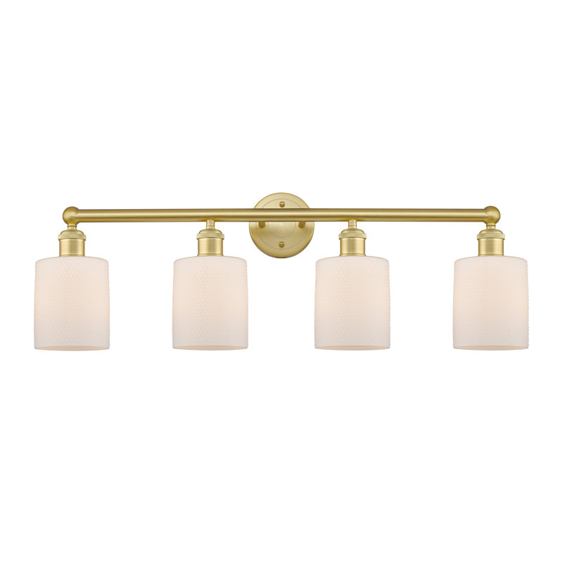 Éclairage pour meuble-lavabo 4 lumières 32 pouces Karon, Blanc mat, Or satiné