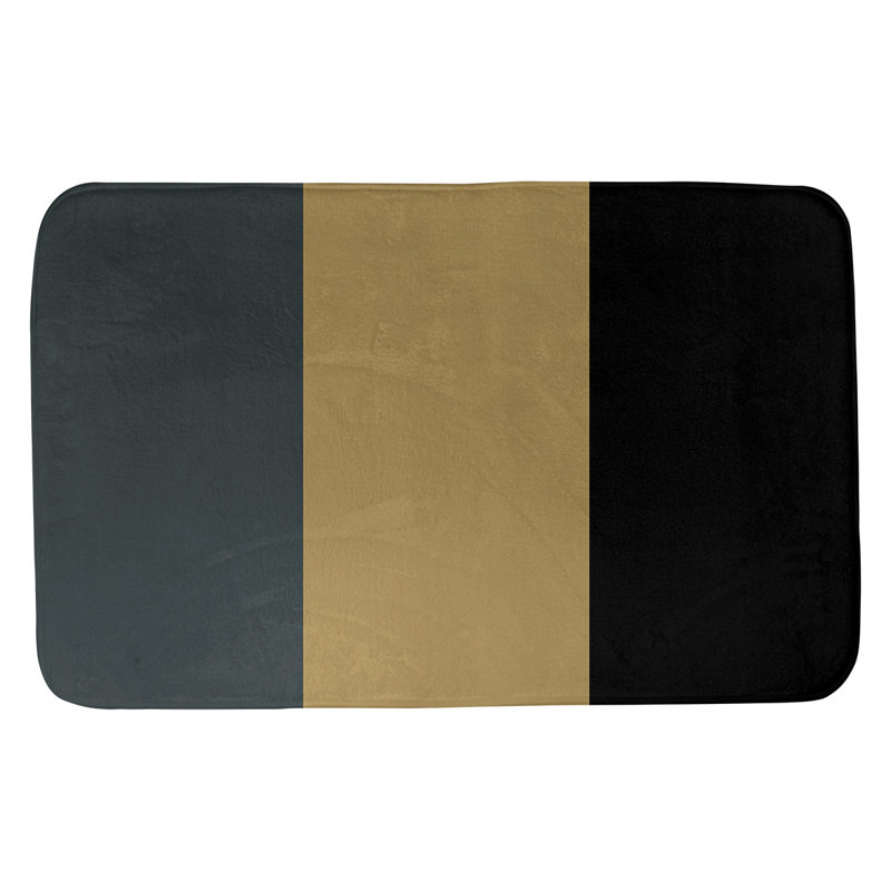 Memory Foam Non-Slip Bath Rug, 21" W x 34" L, Steel Gray/Gold/Black