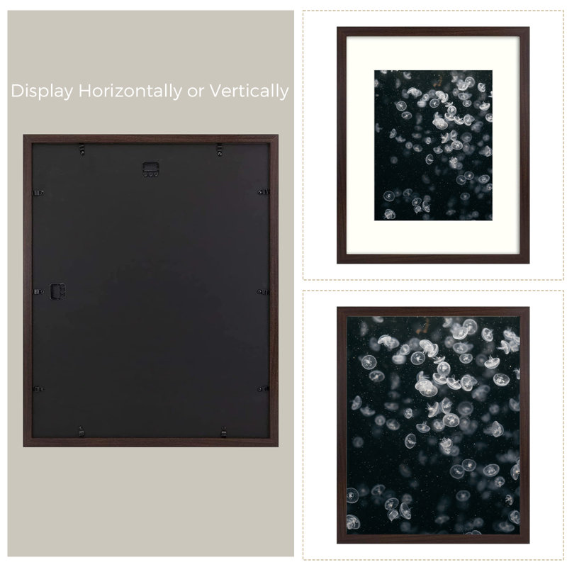 Cadres photos muraux Matte Gallery - Basics by Wayfair ™, Noyer, 16 po x 20 po emmêlé à 11 po x 14 po