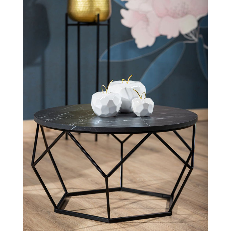 Alekos Abstract Coffee Table, Dark Grey/White