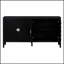 Buffet rétro avec rainure circulaire et poignées rondes en métal pour un rangement et une décoration polyvalents