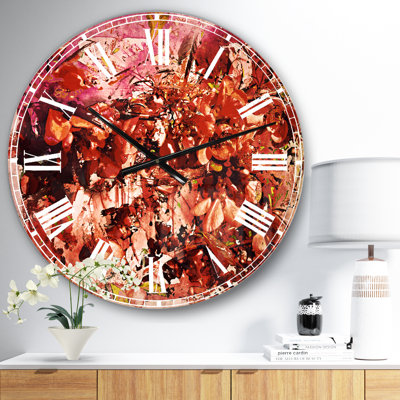 Bouquet de fleurs rouges de sakura - Horloge murale traditionnelle