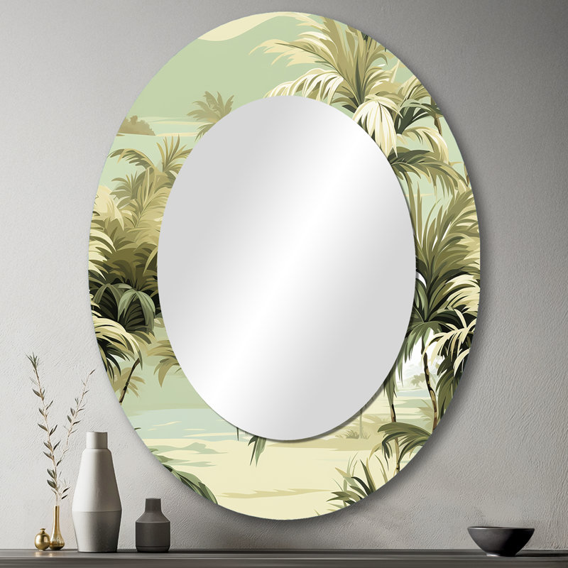 Coastal Palm Paradise Coastal Motif - Miroir mural ovale vert Coastal, H 43 po x l 33 po