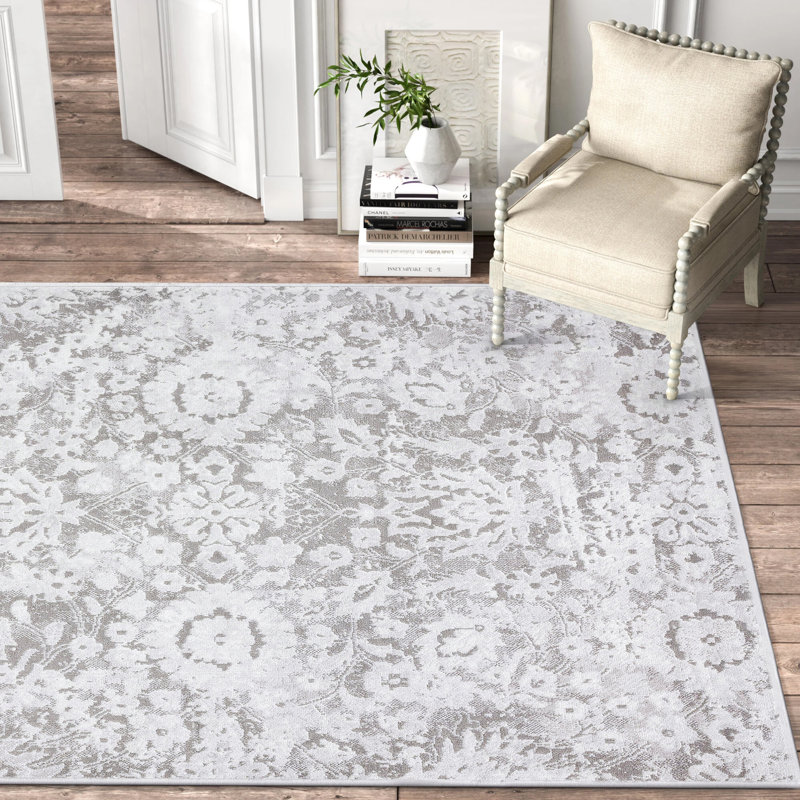 Tapis oriental gris / blanc Athalie, Rectangle 8 pi 9 po x 12 pi 2 po