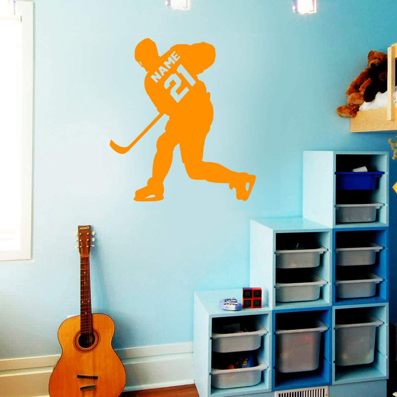 Adhésif décoratif hockey, H 25 po x l 23 po, Orange, Oui