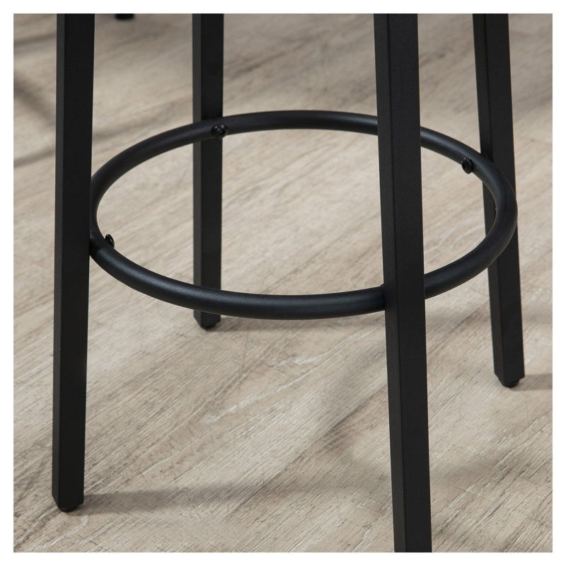 Ensemble de table de bar et de tabouret industriel HOMcom 5 pièces avec table de salle à manger à hauteur de comptoir ronde et quatre sièges assortis, finition en panneau de particules brun