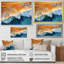 Bleu et orange, vue aérienne de plage rétro IV - art mural plage-168502093-168502105