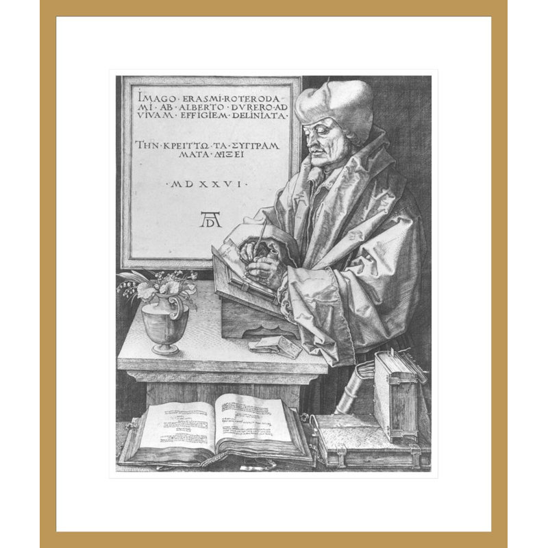 «Desiderius Érasme (1466-1536) of Rotterdam» par Albrecht Dürer, estampe numérique encadrée, H 20,81 po x l 17,75 po