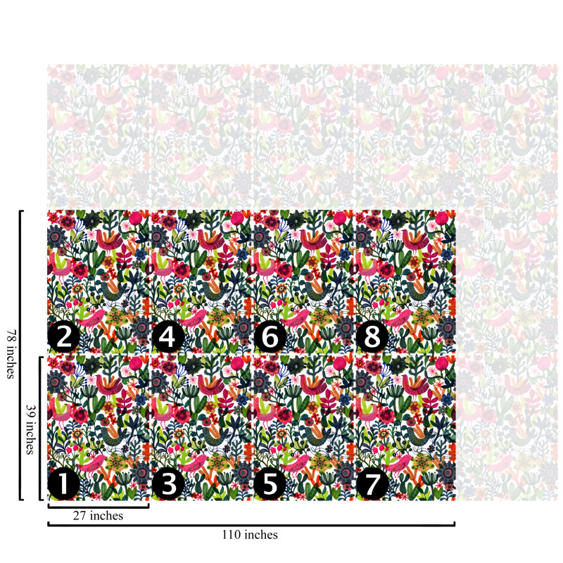 Scandinavian Folk Art Floral Wallpaper Pink