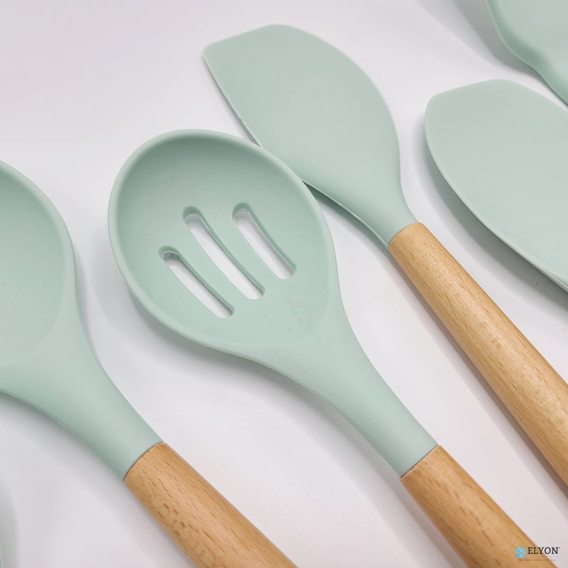 Ensemble d'ustensiles de cuisine en silicone 9 pièces Elyon, Vert menthe