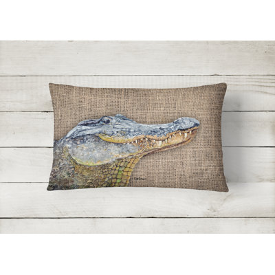Alligator Brown/Gray Indoor/Outdoor Throw Pillow