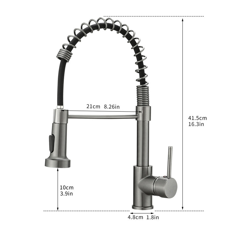 Contemporary Kitchen Sink Faucet, Pull Down , Single Handle, Matte Black, High Arch Spout Commercial Faucet With Pull-Down Spray, Lever, Brass,