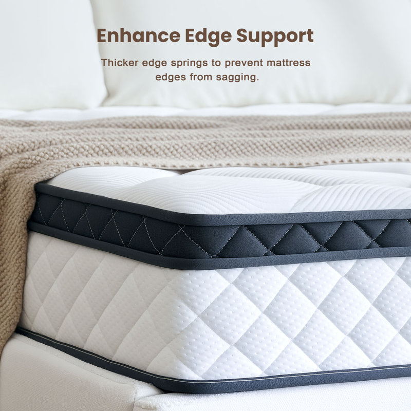 Matelas hybride ferme en mousse à mémoire de forme dans une boîte, 12", Très grand lit simple
