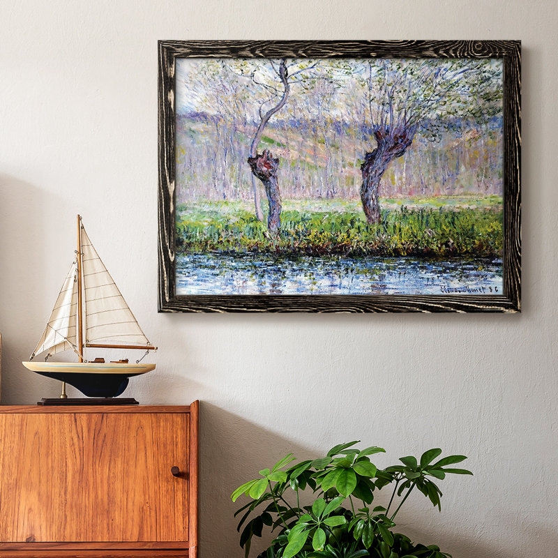 " Willows In Springtime, 1886 ", Black, 14" H x 20" W x 1.5" D