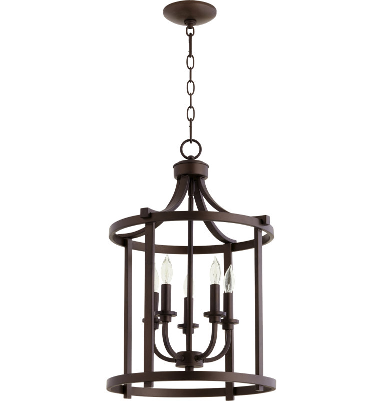 Lustre tambour 5 lumières Lukka, Bronze huilé