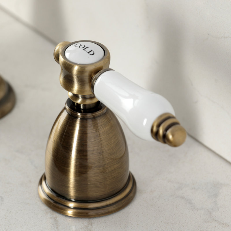Kingston Brass Bel-Air Double-Handle Widespread Kitchen Faucet, Without Side Spray, Antique Brass
