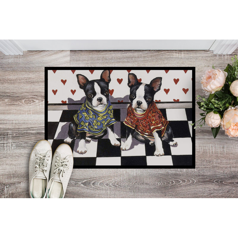 Tapis intérieur ou extérieur Westie A Winter's Night 24X36 PPP3276JMAT_Dog, Boston Terrier « Puppy Love »