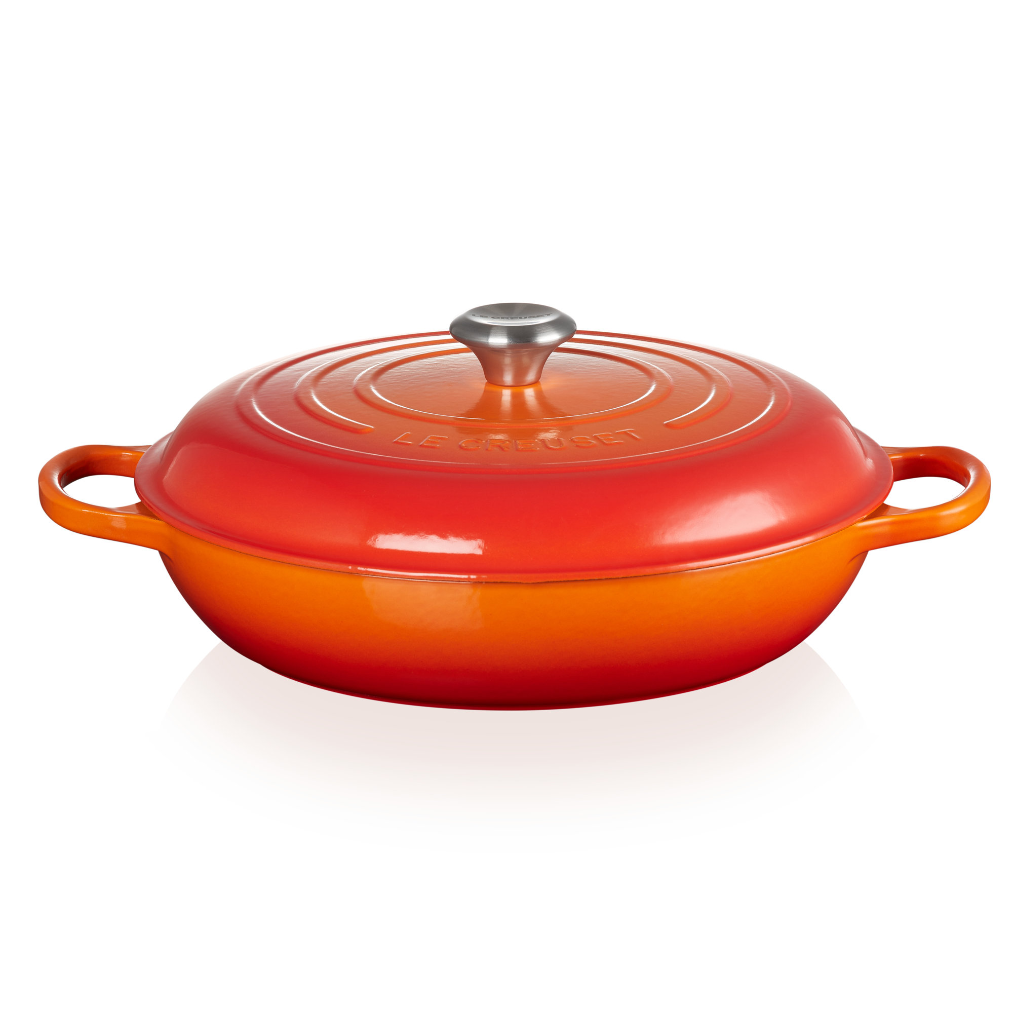 Le Creuset Signature Enameled Cast Iron Braiser with Lid, 5 quarts, Flame