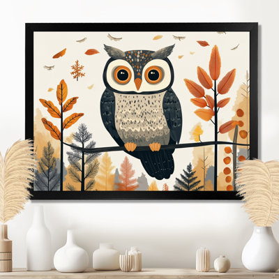 Art mural hibou nordique, toile d'oiseau de forêt, hibou dans la forêt nordique