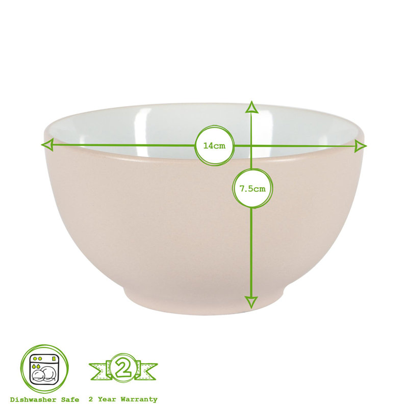 Nicola Spring - Stoneware Cereal Bowls - 14cm, Black/Gray/Beige
