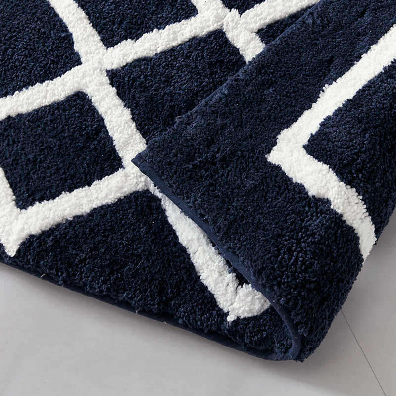 Tomohiko Microfiber Bath Rug, Navy, 24"W x 60"L