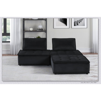 Canapé modulaire en velours noir 3 pièces Anna