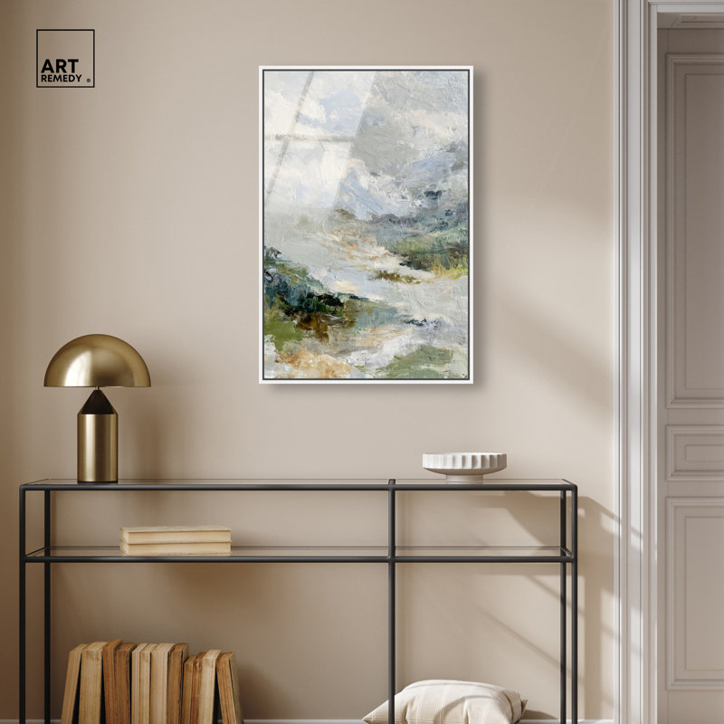 Décoration murale de bureau encadrée Mountain Mist par Art Remedy, cadre blanc, 20 x 30, 31"H x 21"W, White Frame