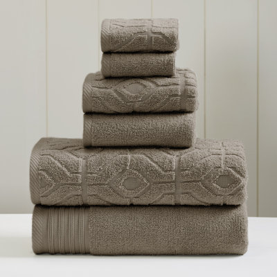 Ensemble 6 pièces de fils Modern, 2 serviettes de bain, 2 serviettes à main, 2 débarbouillettes, ensemble de serviettes en jacquard Diamond Gate