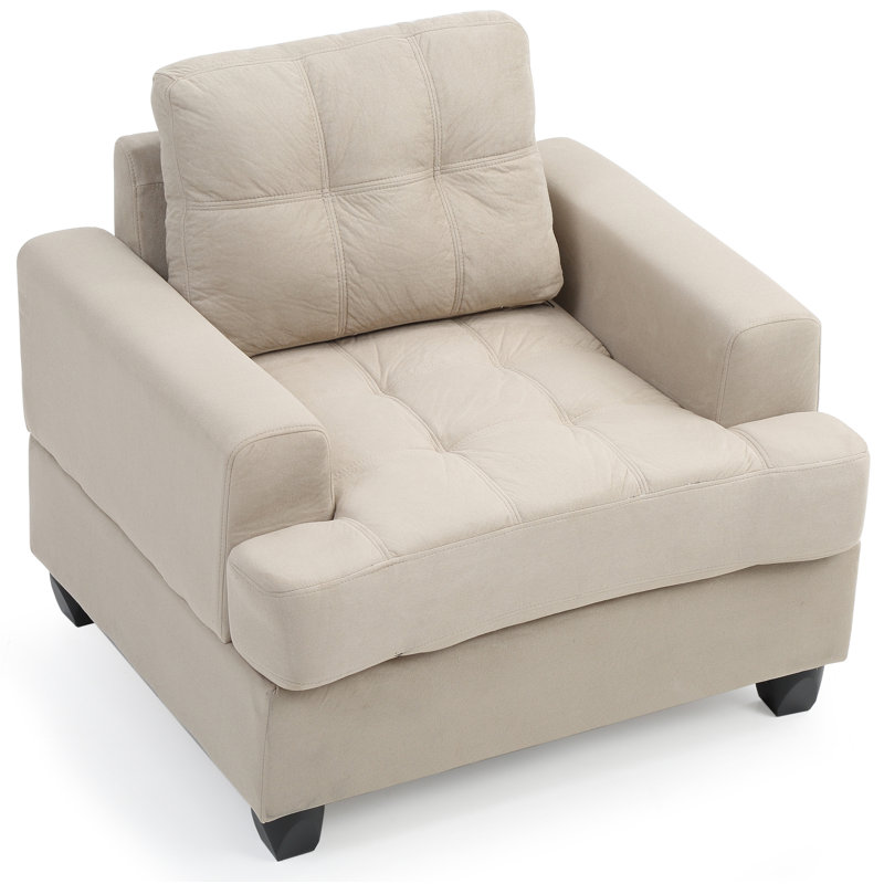Baerman Faux Leather Chair And A Half, Vanilla Faux Leather