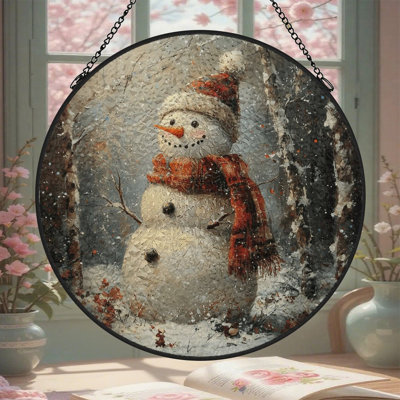 Bonhomme de neige et vitrail Winter Wonderland