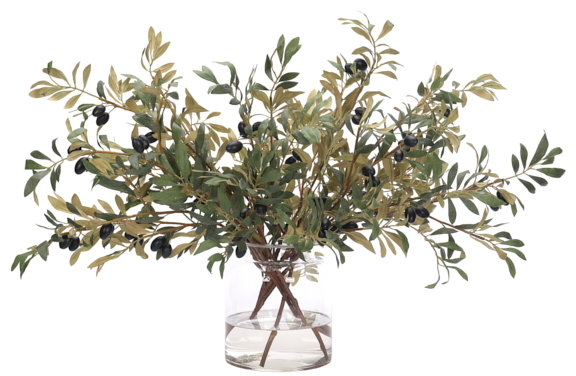 Olive Branch, Glass Vase, 37wx26dx25h