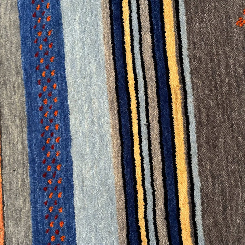 Hand Knotted Wool Striped Rug, Rectangle 8' x 10'