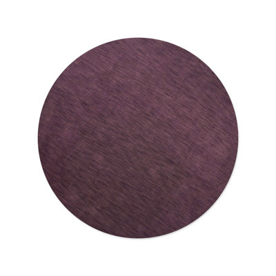 Biborka Hand Knotted Loom Wool Eco-Friendly Area Rugs - Round, Purple Color, Plain Solid Design, High Pile Thick Handmade Anti Skid Area Rugs for Living Room, Bed Room