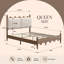 Cadre de lit rembourré Queen Size avec tête de lit festonnée, pieds en bois massif, support robuste, sommier non requis, noyer-1697660971