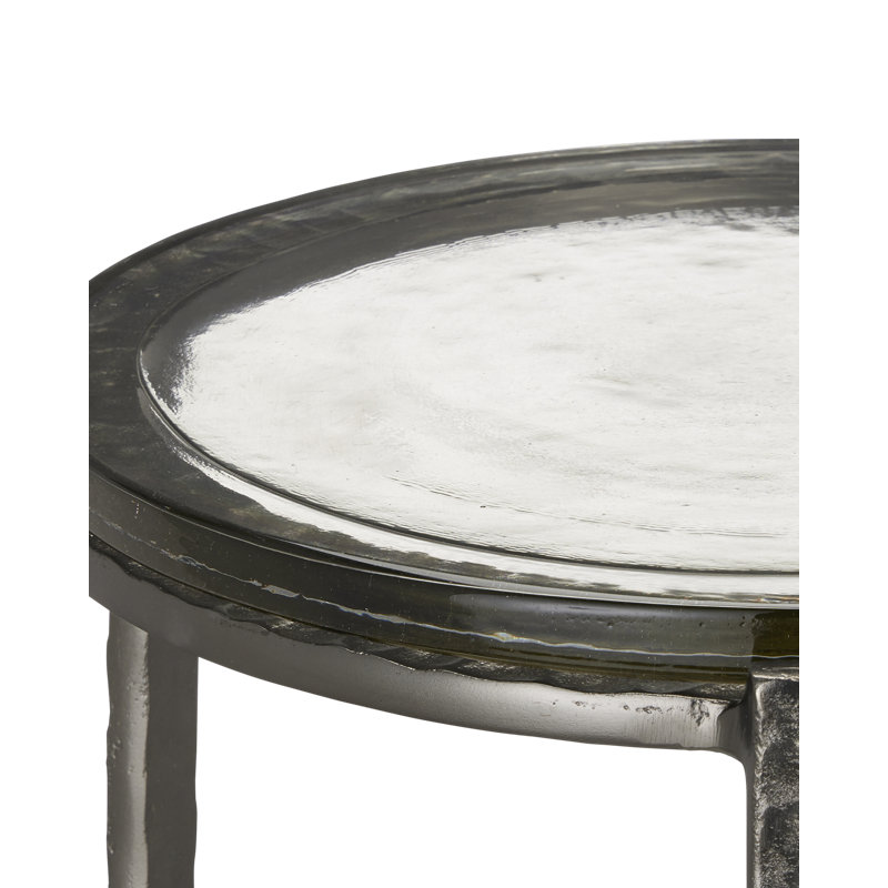 Acea Glass End Table, Graphite, 23.5" H x 12" W x 12" D