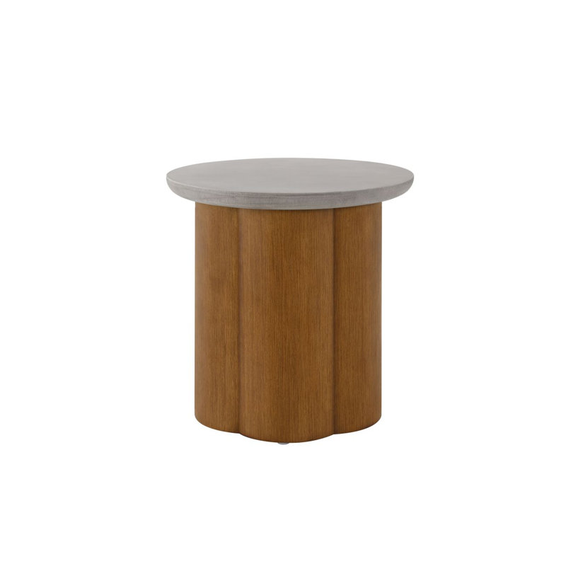 Charmante table de bout en faux béton et noyer pour un décor polyvalent