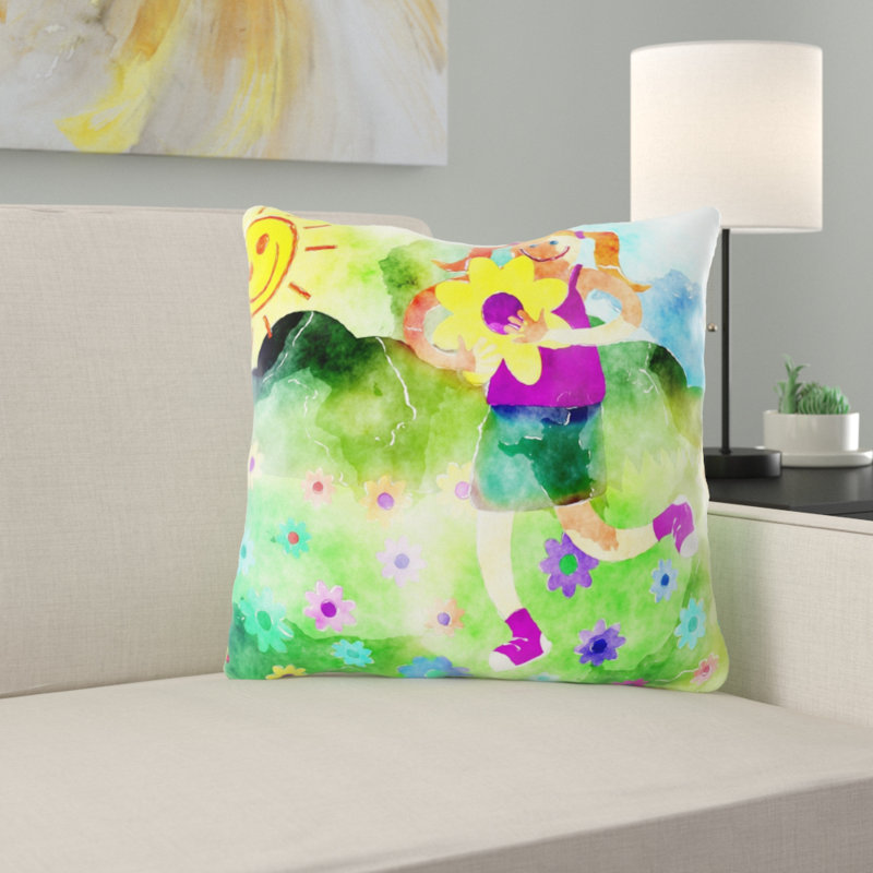 Coussin décoratif aquarelle Mulhern, Microsuède, Intérieur