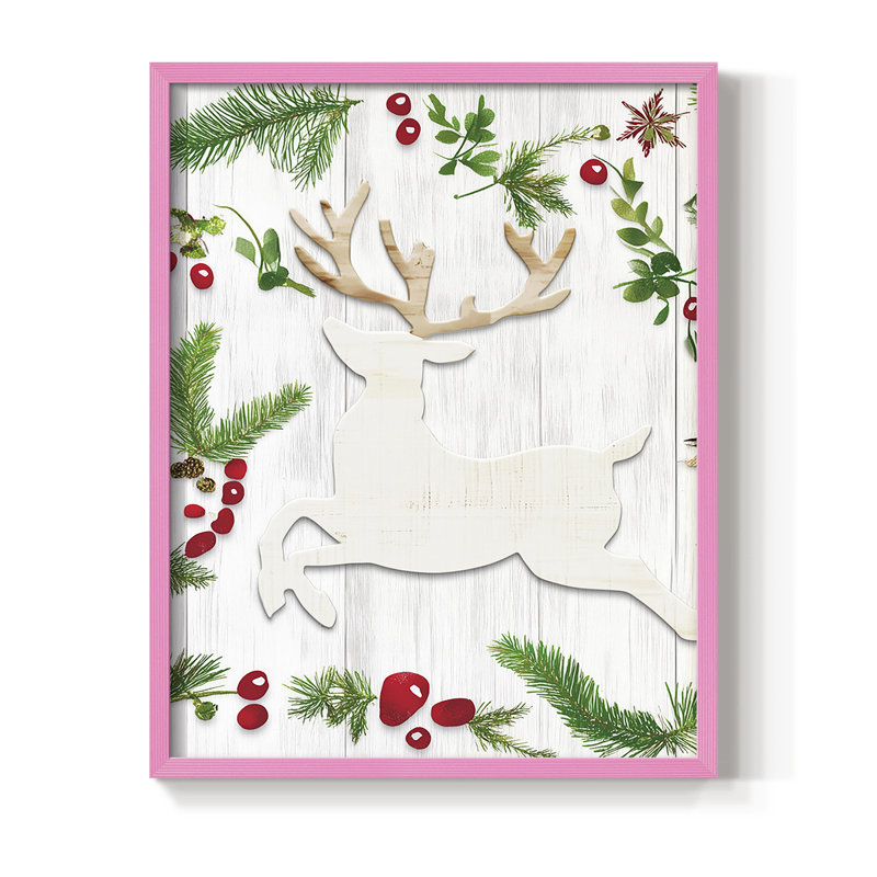 Reproduction encadrée - bois massif, Rose, H 21 po x l 17 po