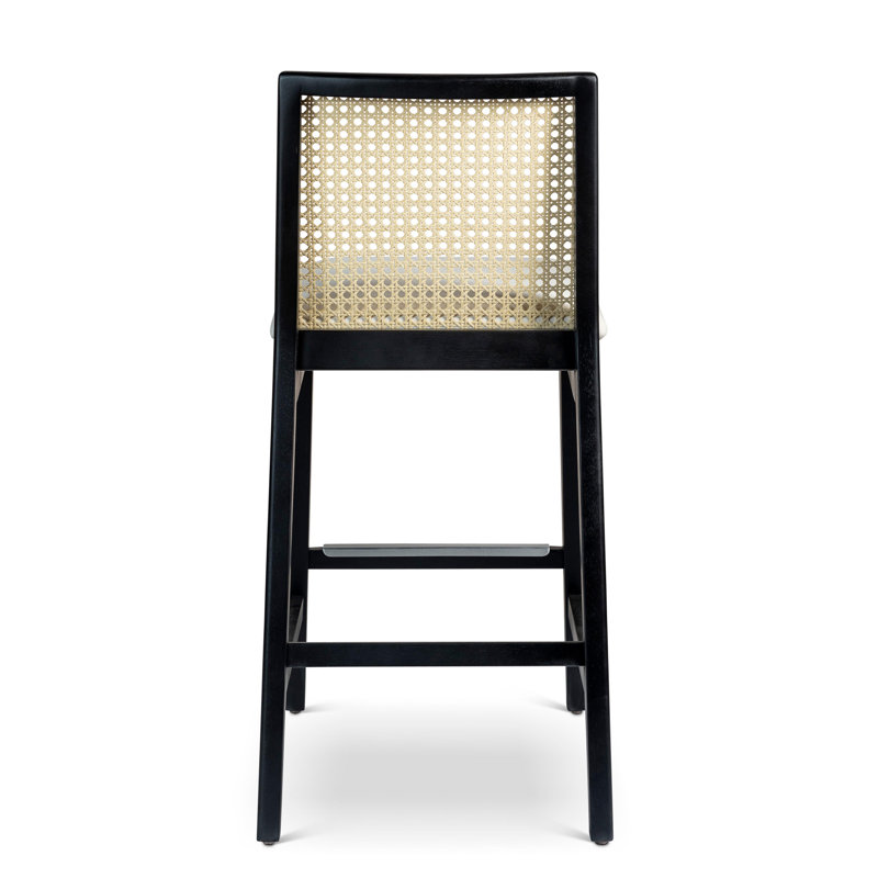Modern Brazilian Nardia Cane Bar Stool, Light Gray/Domasco/Natural, Bar Stool (29.5" Seat Height)
