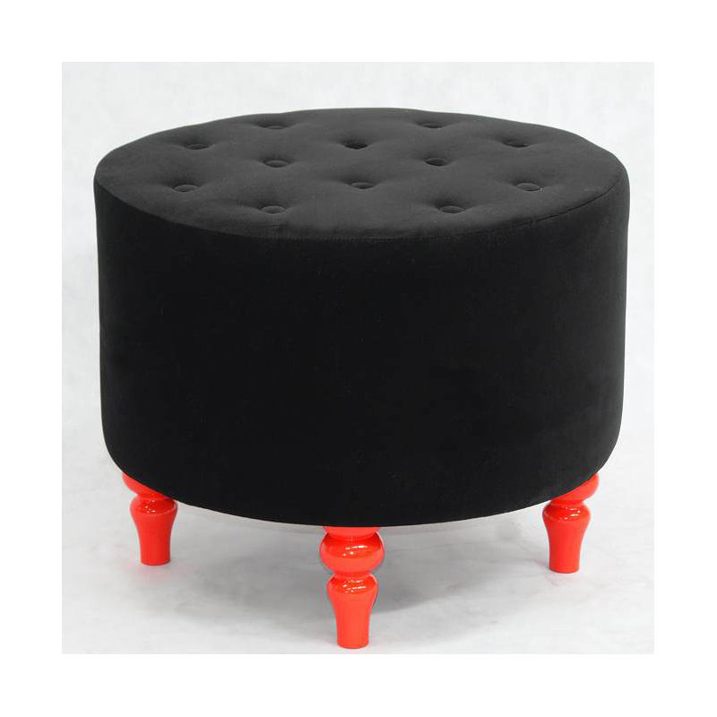 Gondola 55cm Wide Tufted Round Solid Colour Cocktail Ottoman, Red