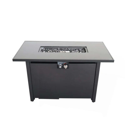 Table de foyer d'extérieur en acier avec couvercle H 25 po x l 42 po