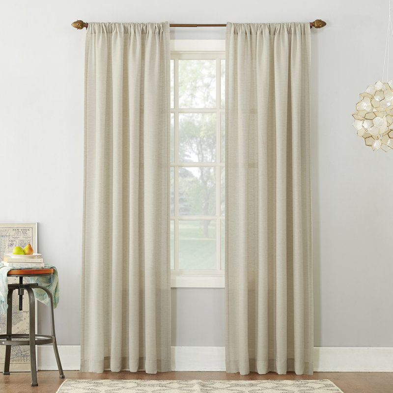 Linen Blend Semi-Sheer Rod Pocket Curtain Panel - Basics by Wayfair™, Ivory, 54" W x 84" L
