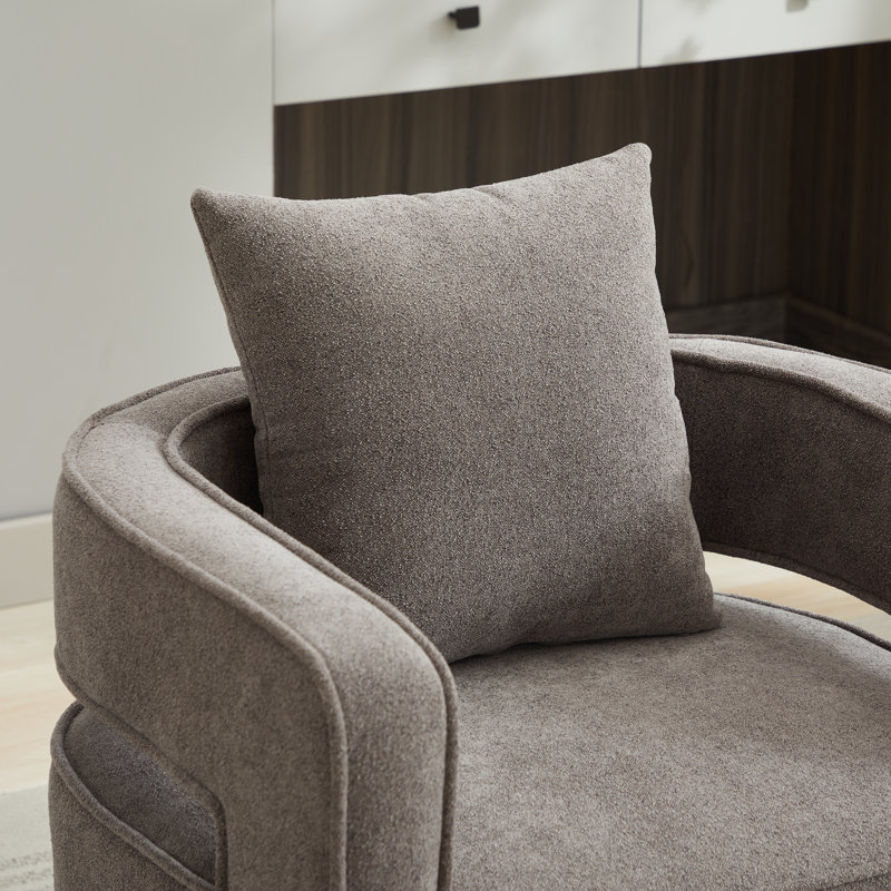 Fauteuil demi-tonneau pivotant de 28,94 pouces de largeur Lysistrate (ensemble de 2), Polyester gris anthracite, Brun