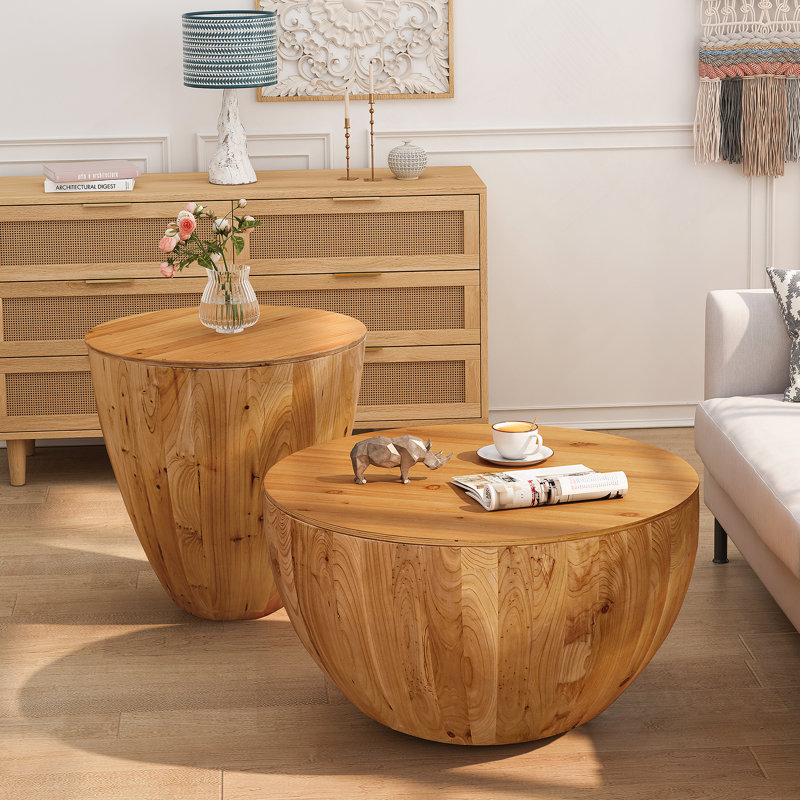 Table basse Ekansh, H 17,72 po x l 31,5 po x P 31,5 po, Dark Oak
